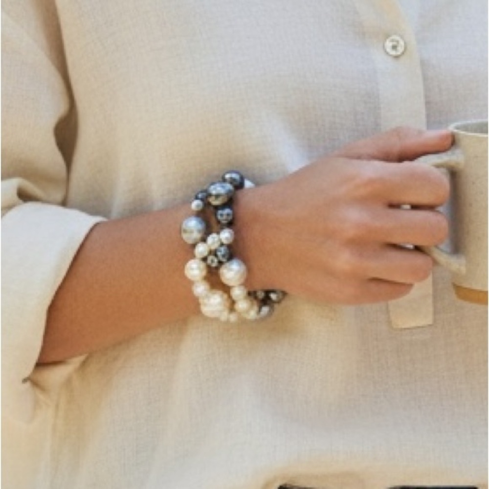 Touchstone Crystal Pearl and Silver Retired Bracelet